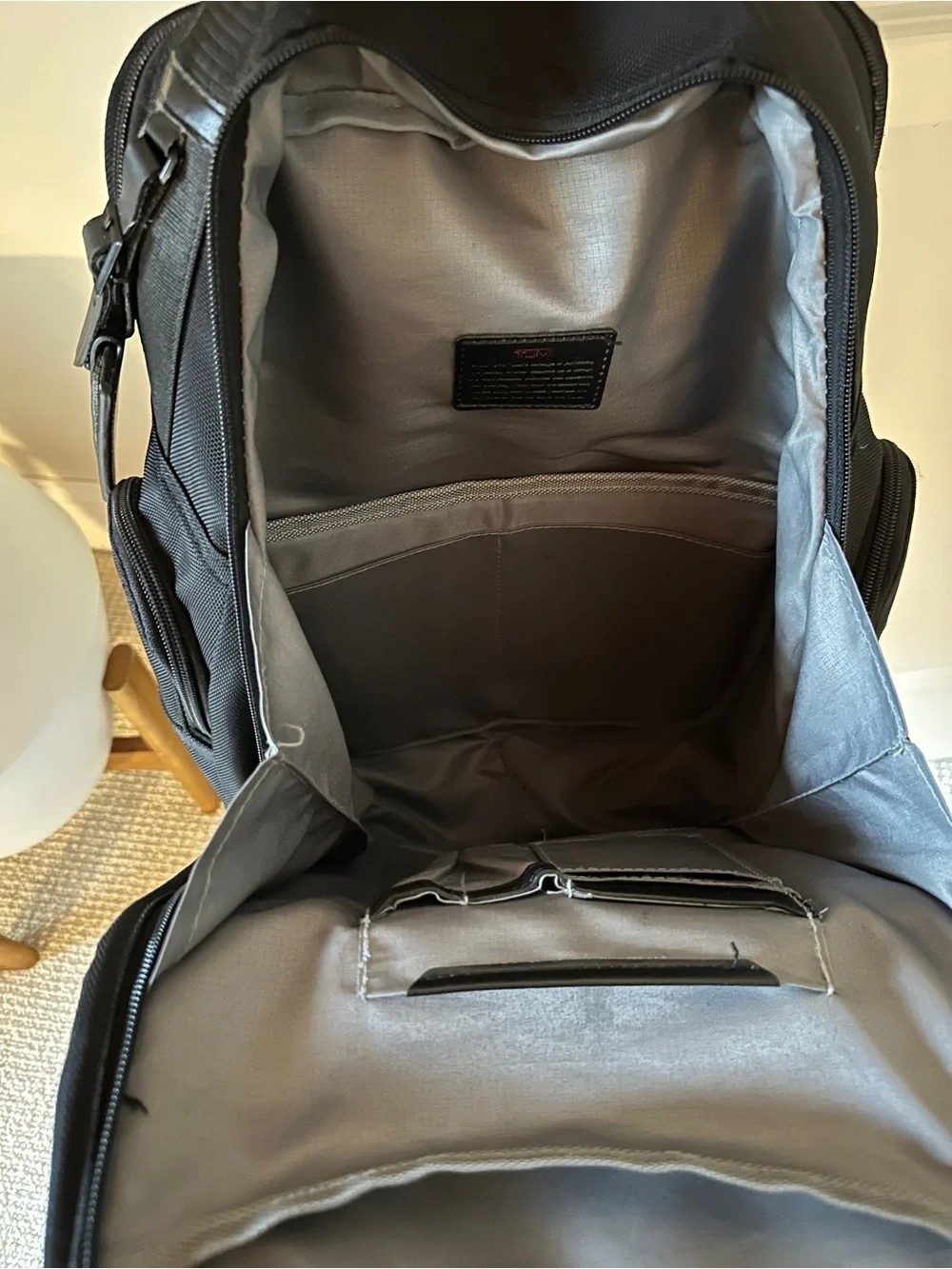 Tumi Black Nylon Backpack with Gray Trim